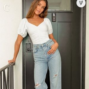 Lulu’s NWT white rouched bodysuit